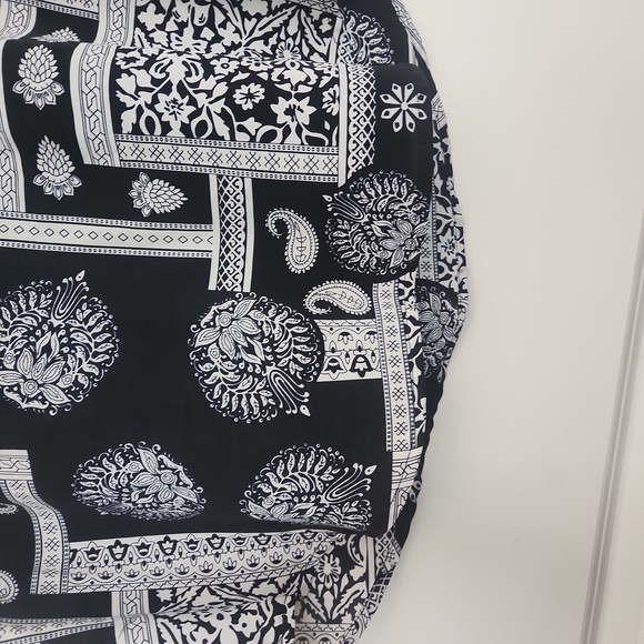 Navy & greyish/beige Short sleeve blouse FUN2FUN sz M - Picture 6 of 6